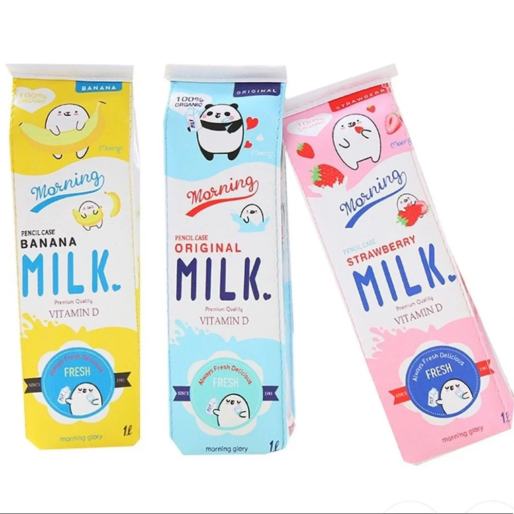 Cute Kawaii Strawberry Milk School Travel Pencil Case Pouch